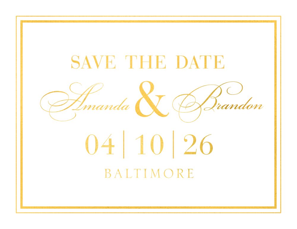 Classic Shine Foil Pressed Save The Date Card