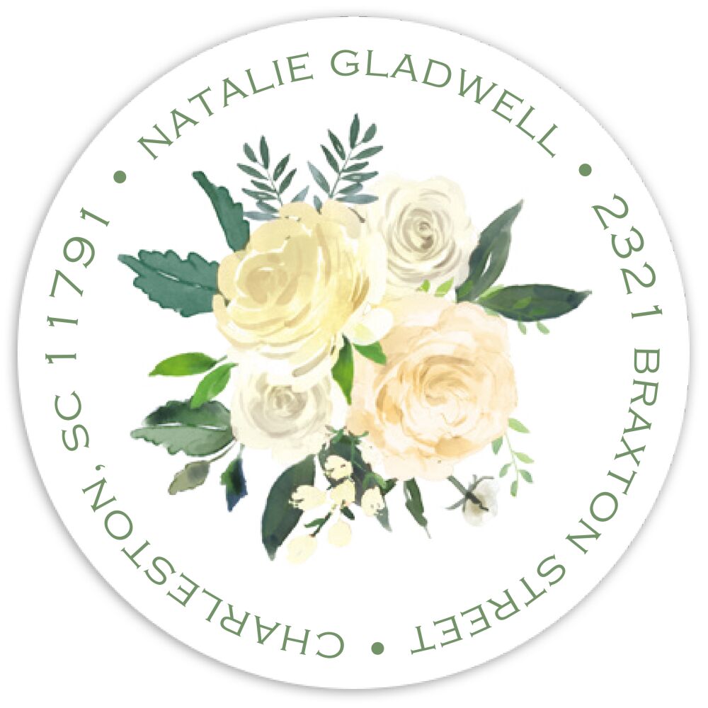 Bridal Blooms Round Address Sticky