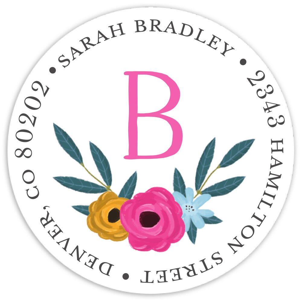 Flower Shower Round Address Sticky