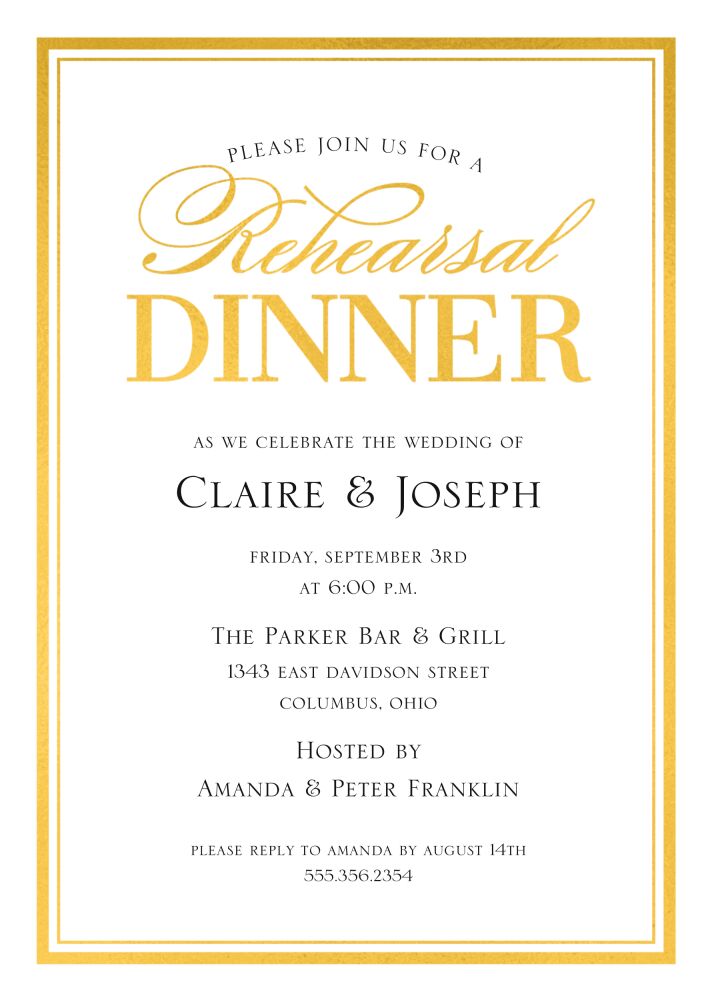 Gilded Rehearsal Foil Pressed Invitation