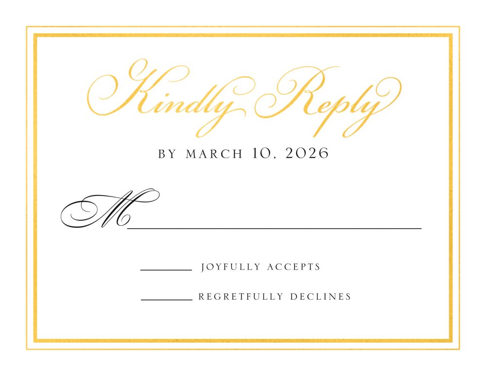 Classic Shine Foil Pressed Reply Card