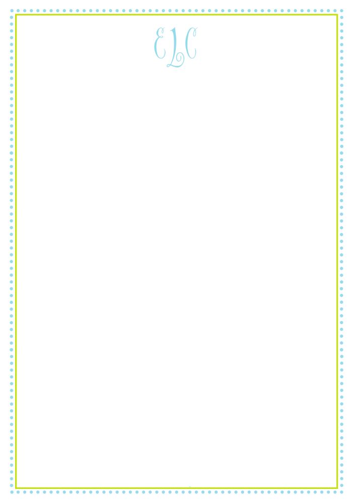 Aqua Dotted Border Padded Stationery