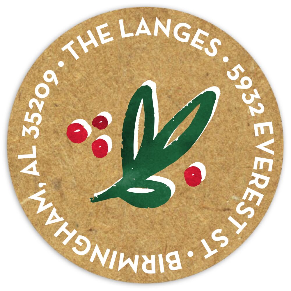 Casual Christmas Round Address Sticky