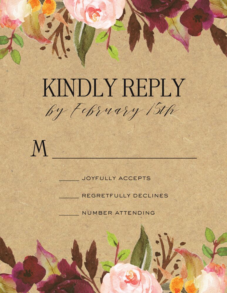 Rustic Romance Reply Card