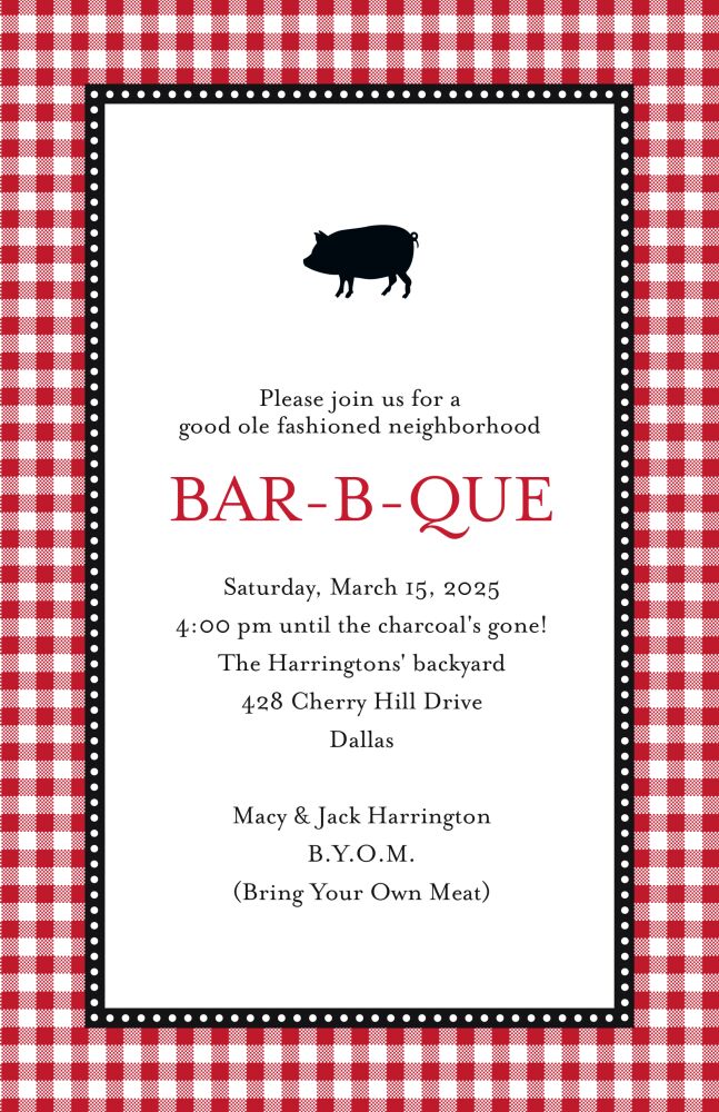 Gleeful Gingham - Ruby Invitation
