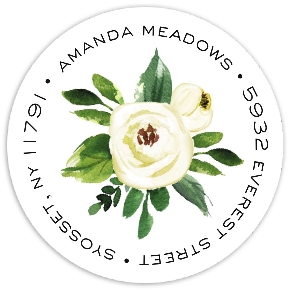 Charming Flower Round Address Sticky