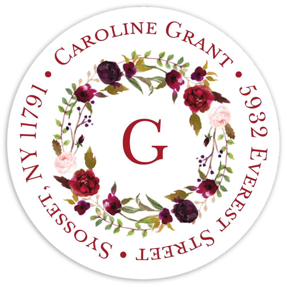 Merlot Oval Round Address Sticky 