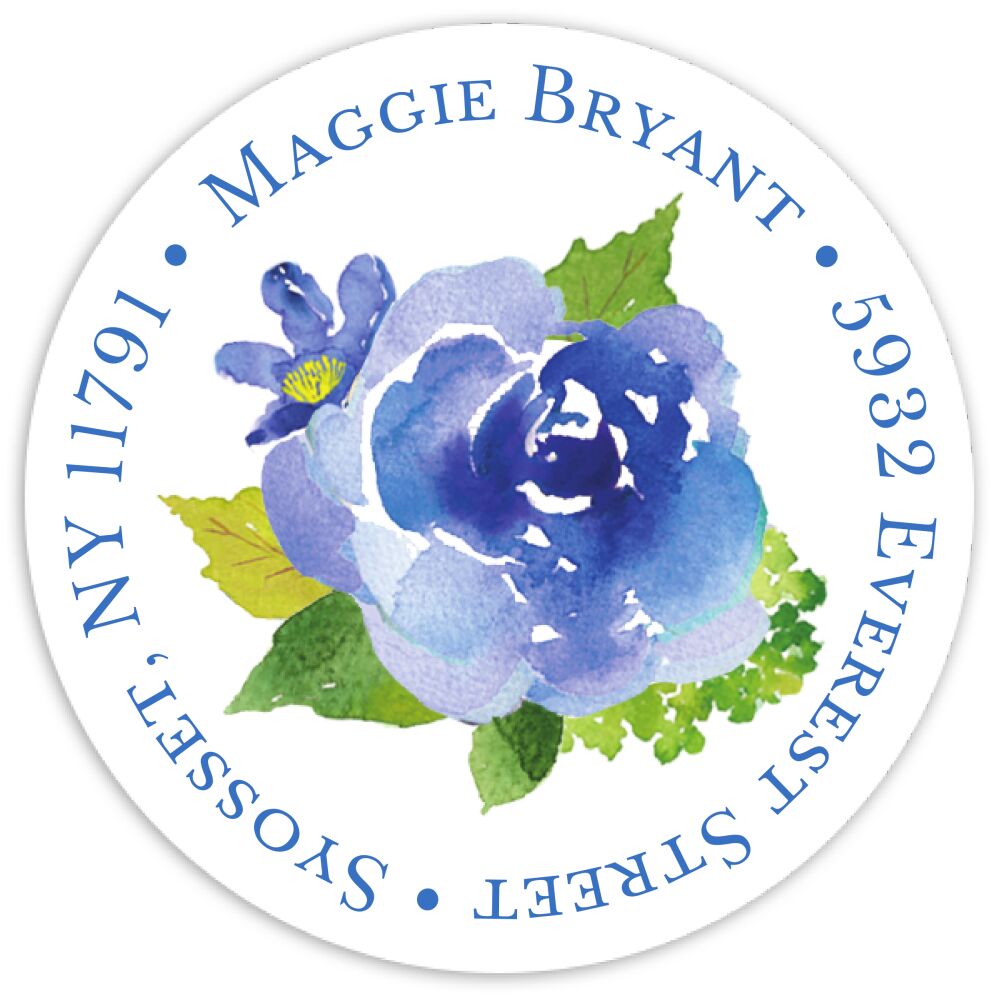 Blue Delight Round Address Sticky 