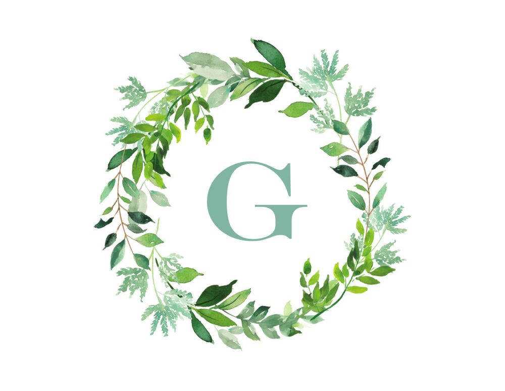 Leafy Monogram Folded Note