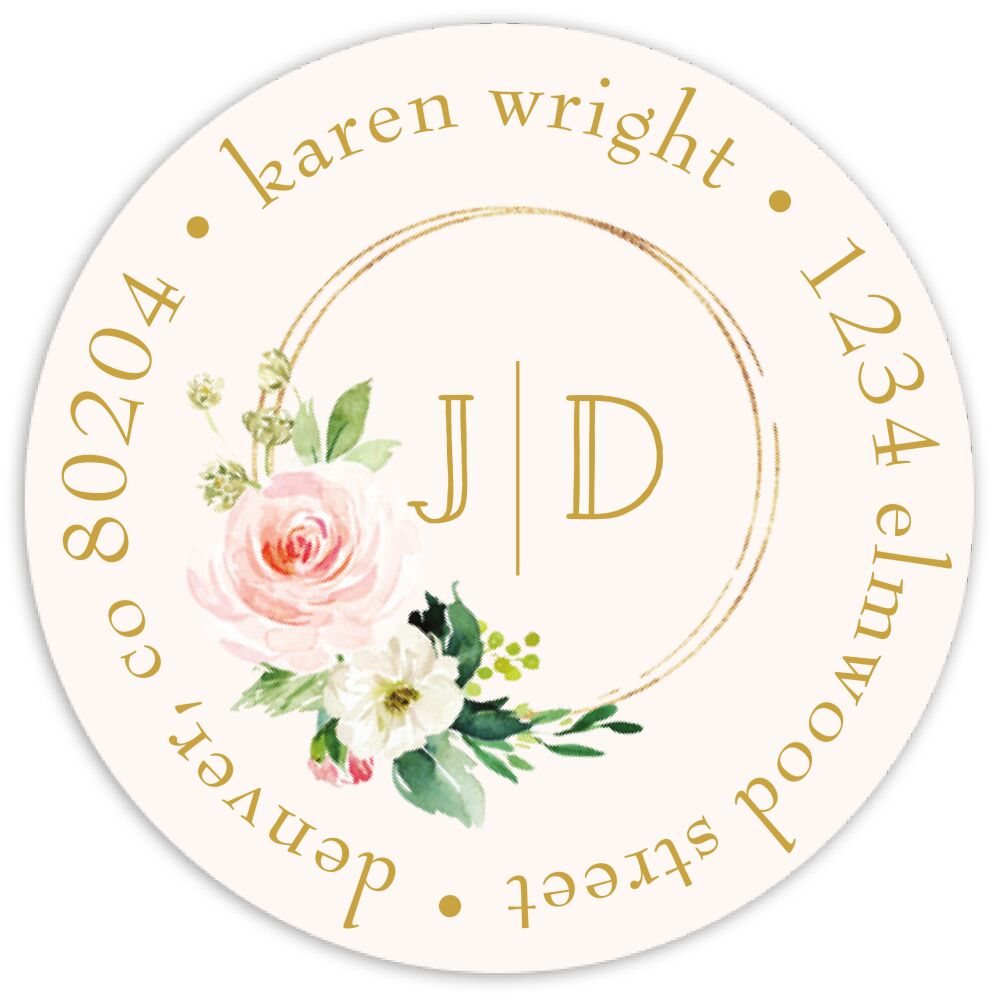Ringed Monogram Round Address Sticky