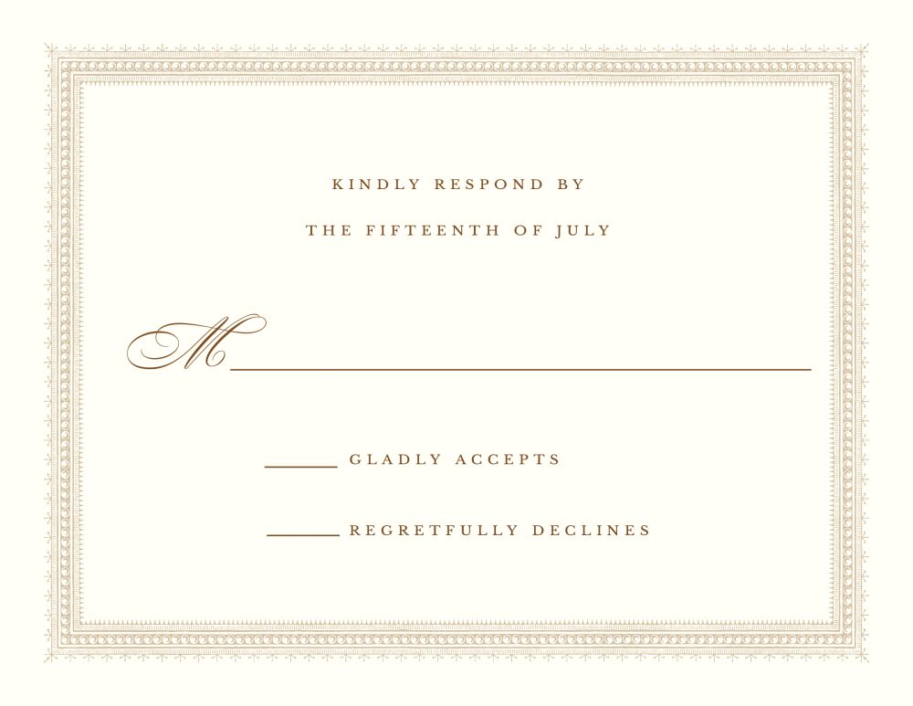 Elegant Border Response Card on White Eggshell (cream)