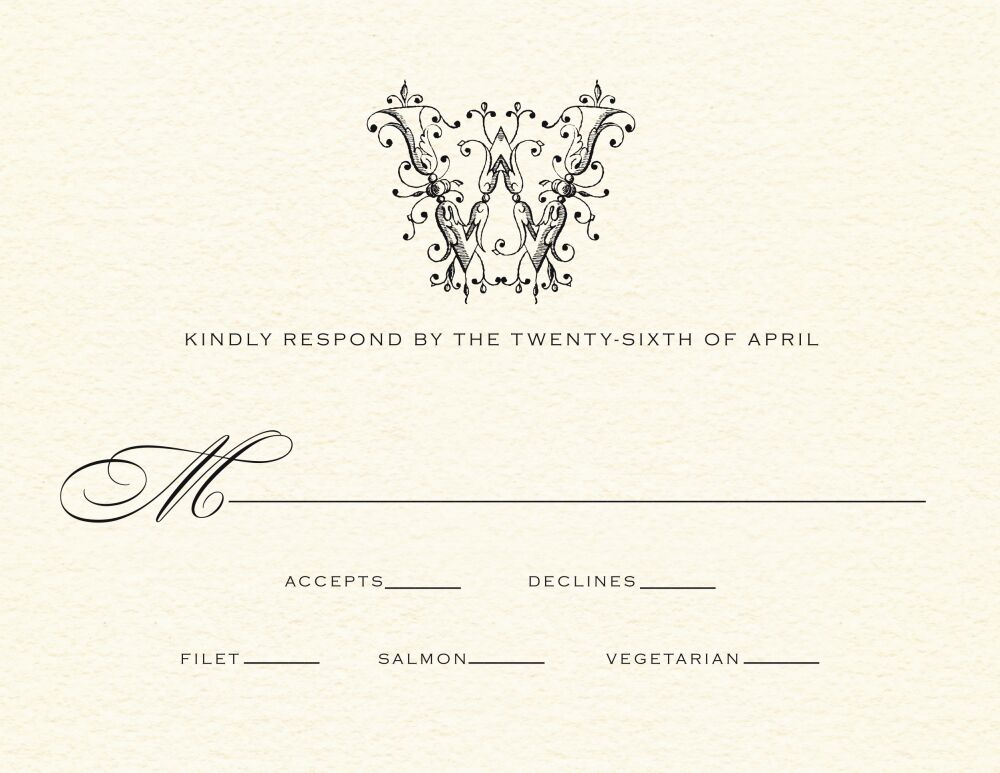 Ornate Monogram Response Card