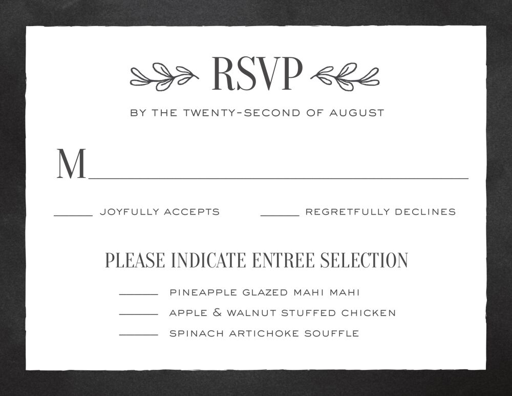 Chalkboard Botanical Reply Card