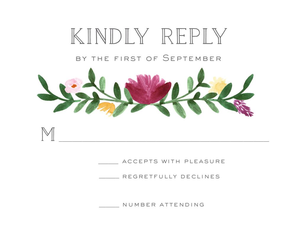Woven Garland Reply Card