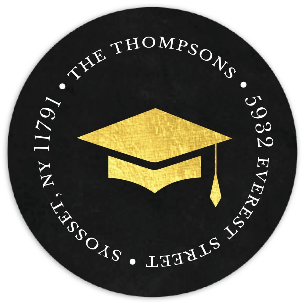 Scripted Grad Round Address Sticky