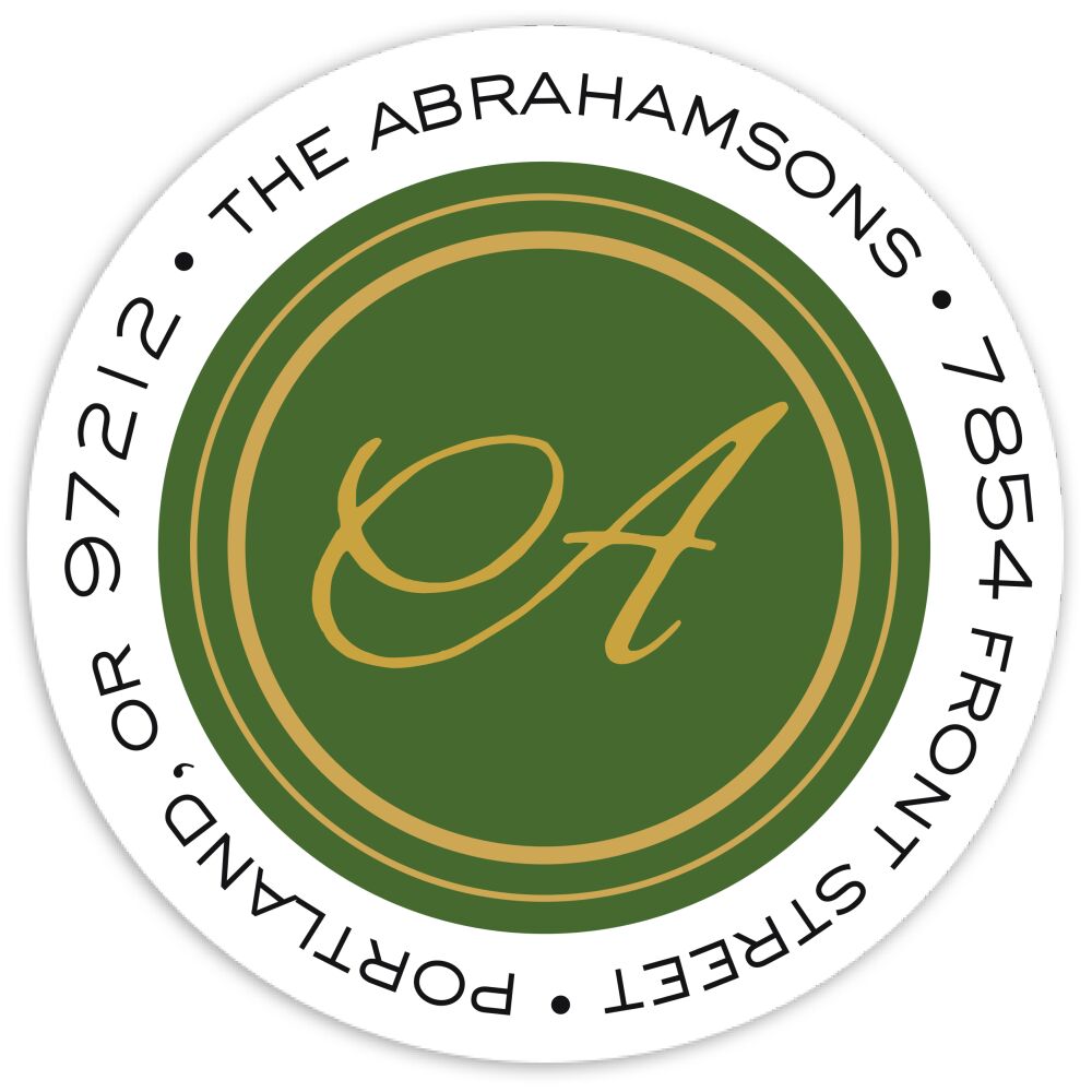 Holiday Elegance-Green Round Address Sticky