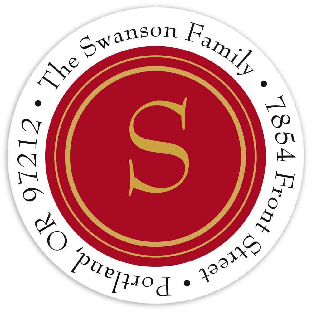 Holiday Elegance-Red Round Address Sticky