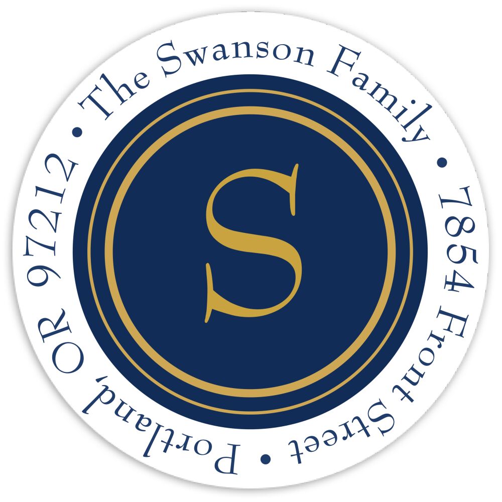 Holiday Elegance - Navy Round Address Sticky