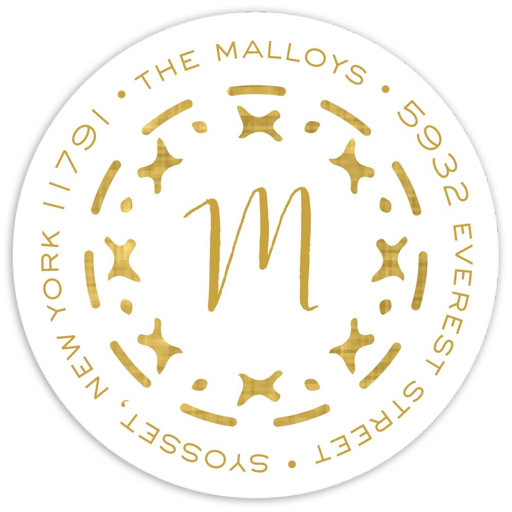 Boho Border Round Address Sticky