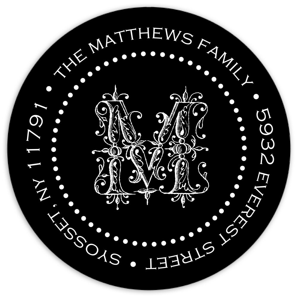 Monogrammed Simplicity Round Address Sticky