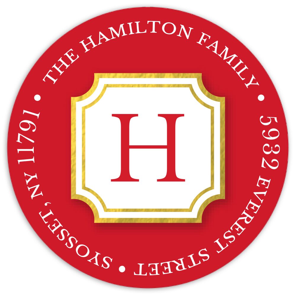 Merriest Monogram Round Address Sticky