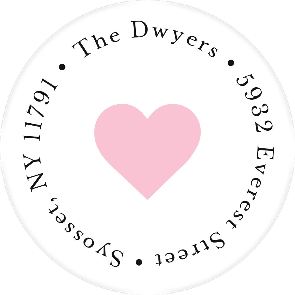 Heart of Rose Round Address Sticky