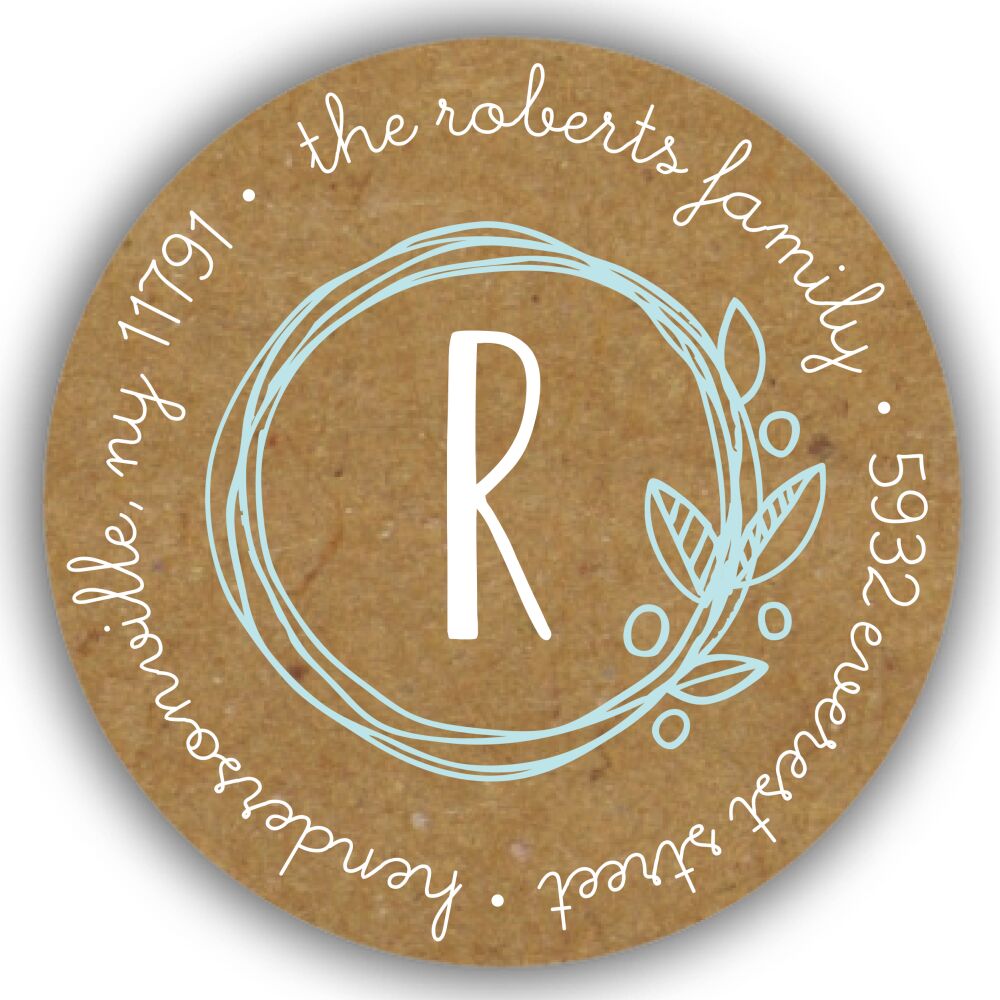 Garden Wreath Round Address Sticky