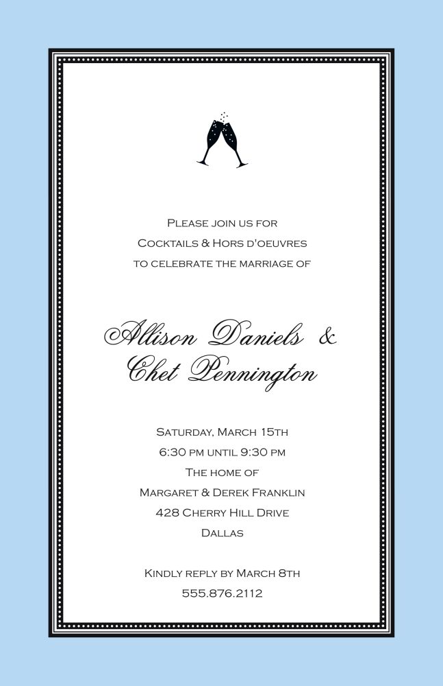Etched Border - Blue Invitation