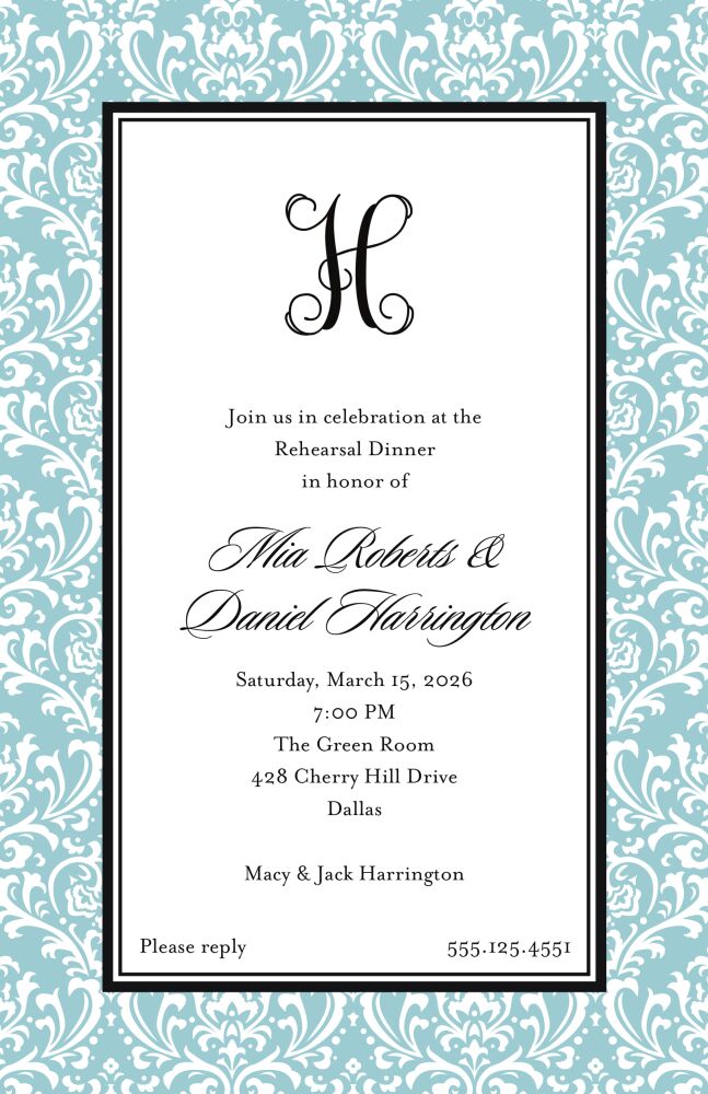 Vintage Damask - Blue Invitation