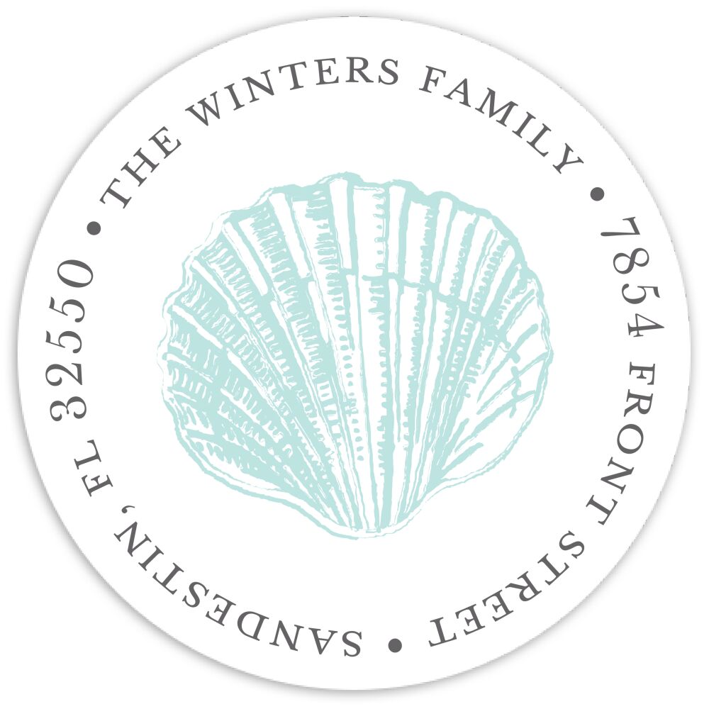 Seaside Wedding Round Address Sticky
