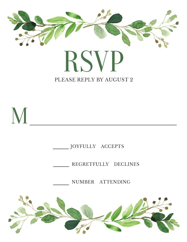 Painted Foliage Reply Card
