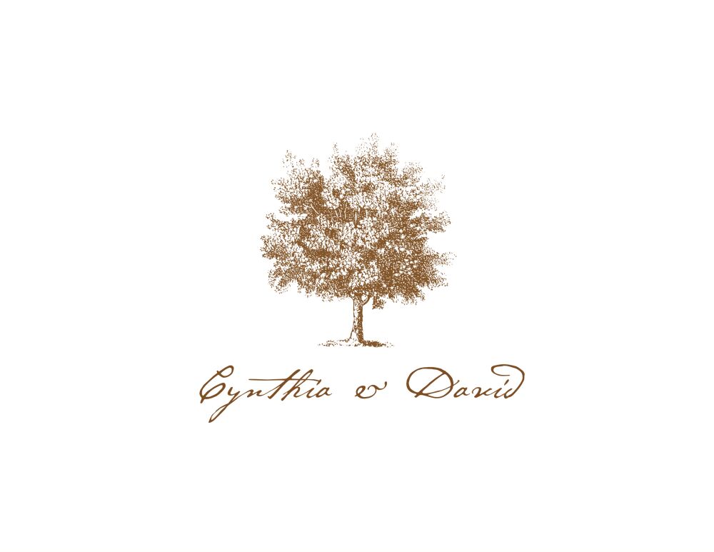 Under The Oak Folded Note on White Eggshell (cream)