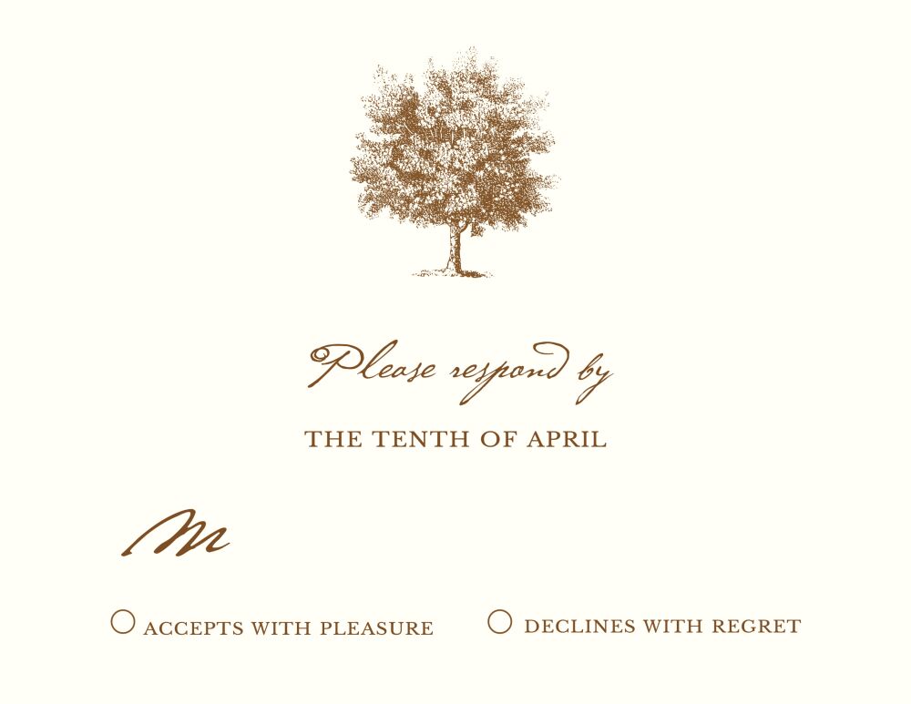 Under The Oak Response Card on White Eggshell (cream)