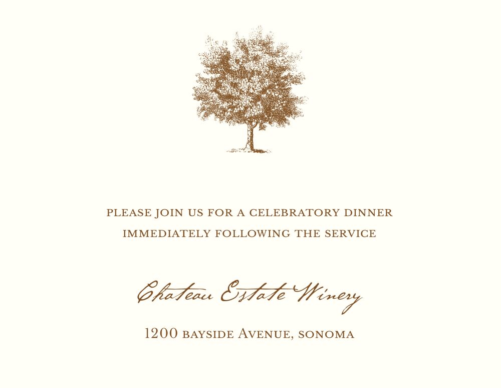 Under The Oak Reception Card on White Eggshell (cream)
