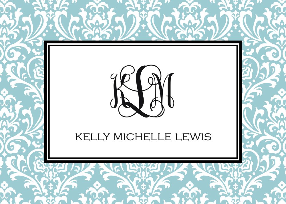 Vintage Damask - Blue Flat Enclosure Card