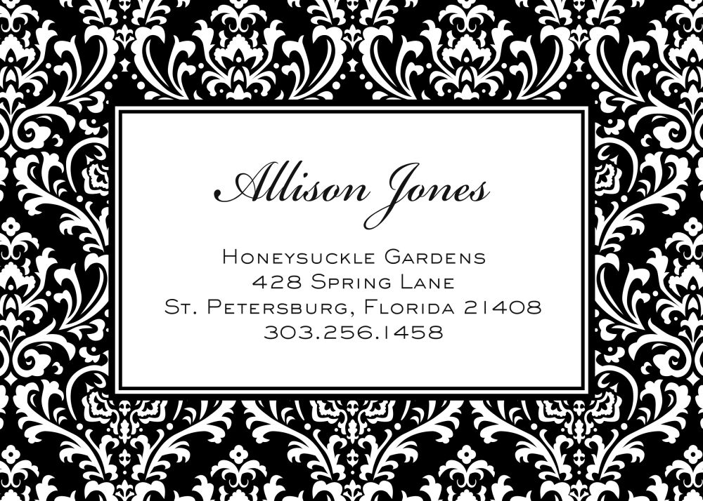 Vintage Damask - Black Flat Enclosure Card