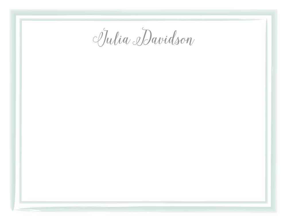 Watercolor Border - Aqua Flat Note