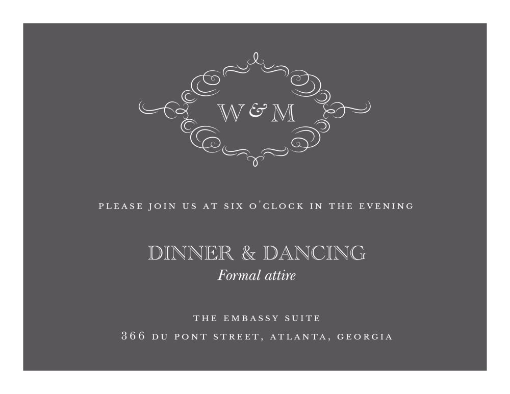 Sophisticated Flourish Reception Card