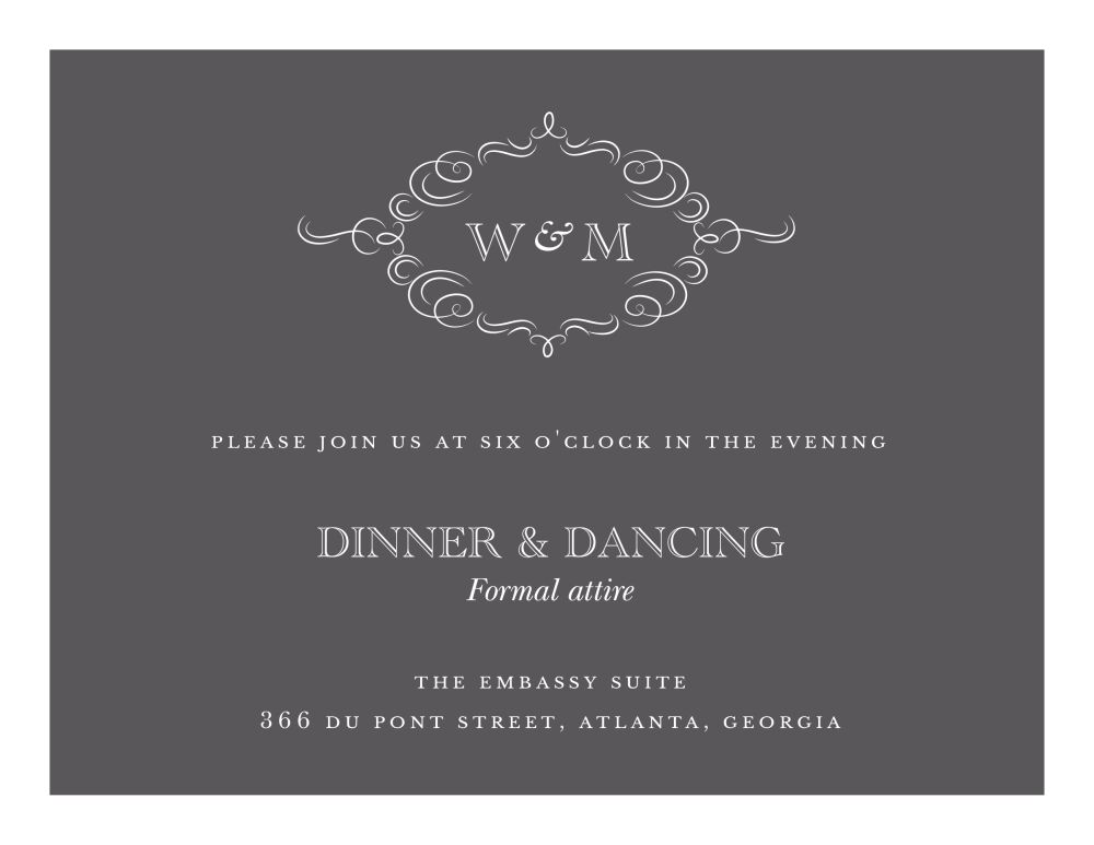 Sophisticated Flourish Reception Card