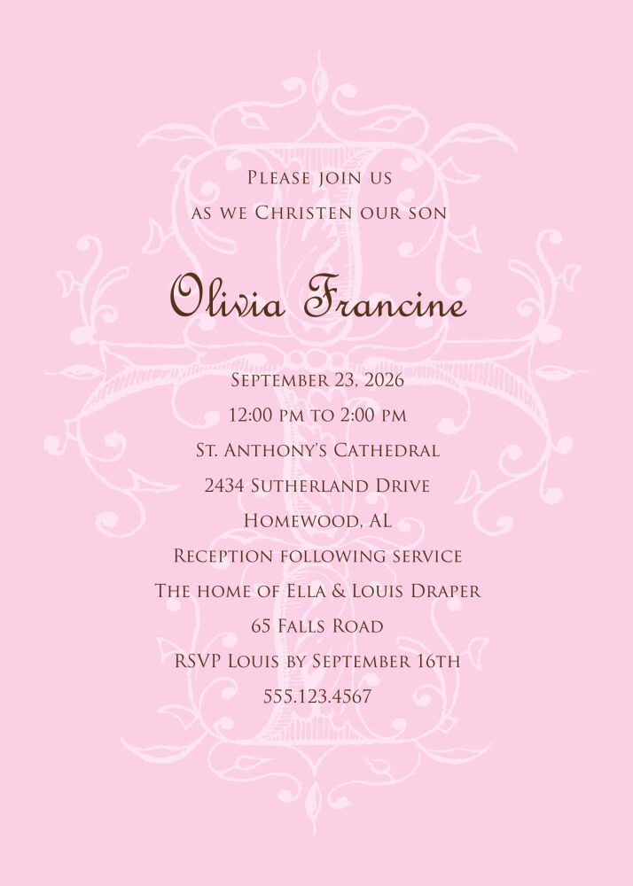 Sacred Cross - Pink Invitation