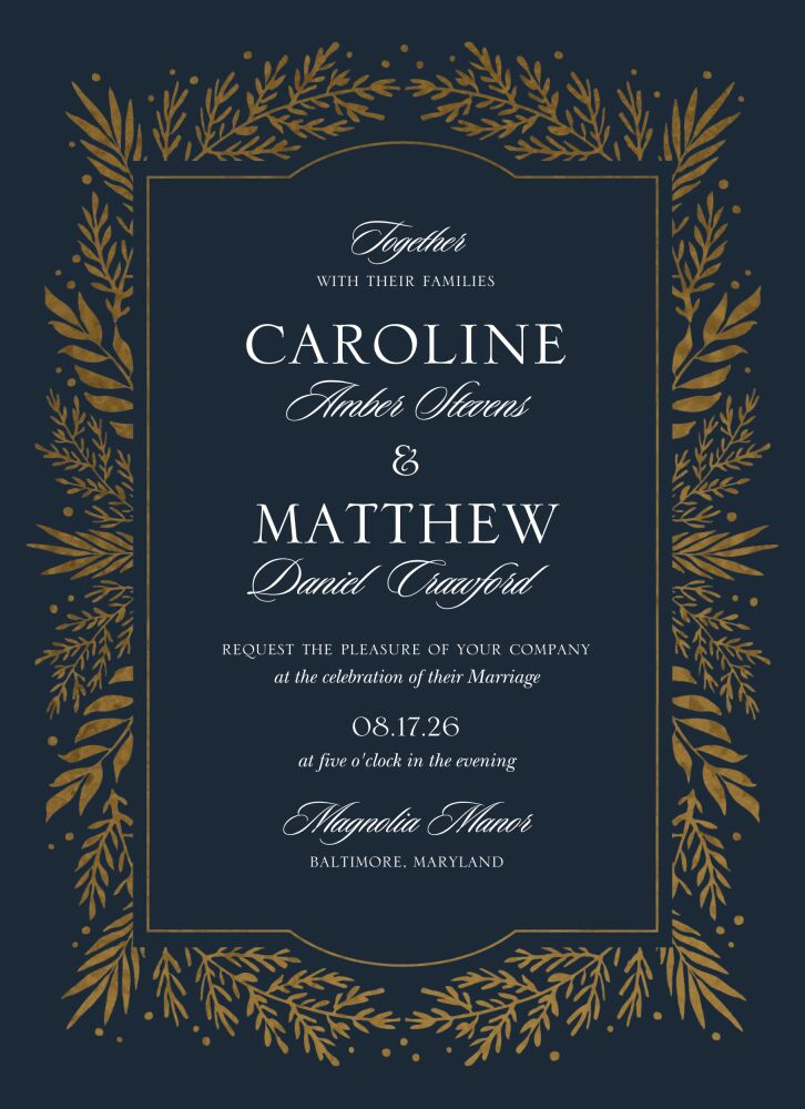 Gilded Garden Foil-Pressed Wedding Invitation