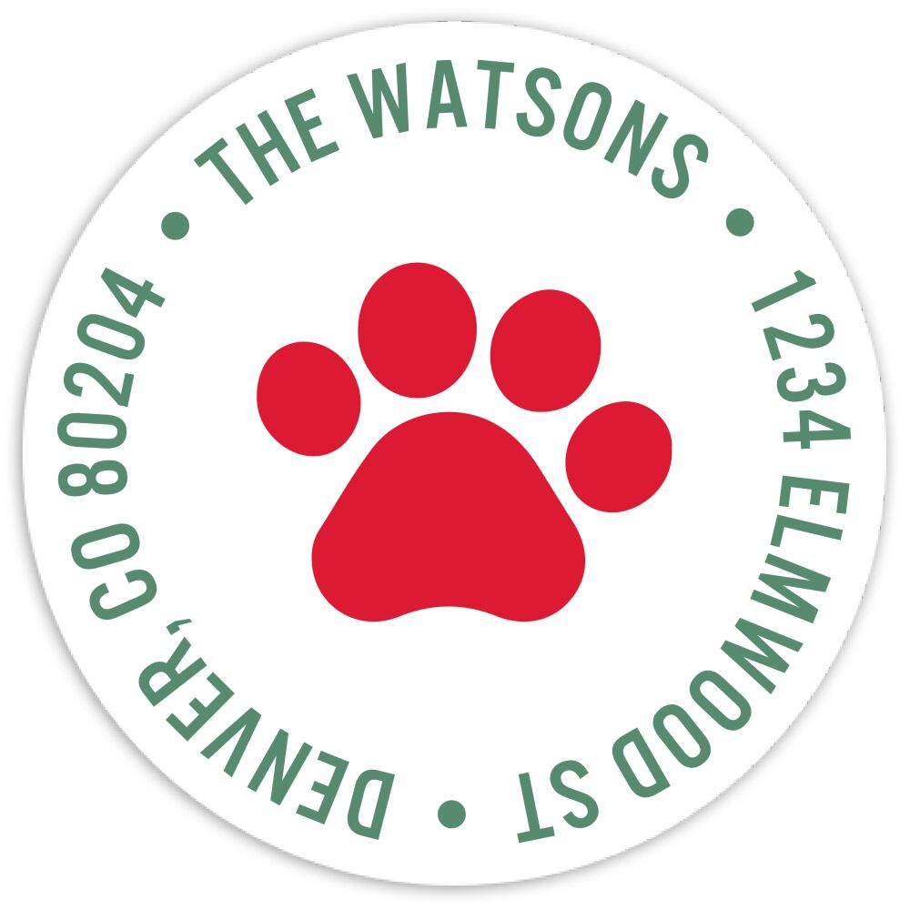Woof Meowy Round Address Sticky