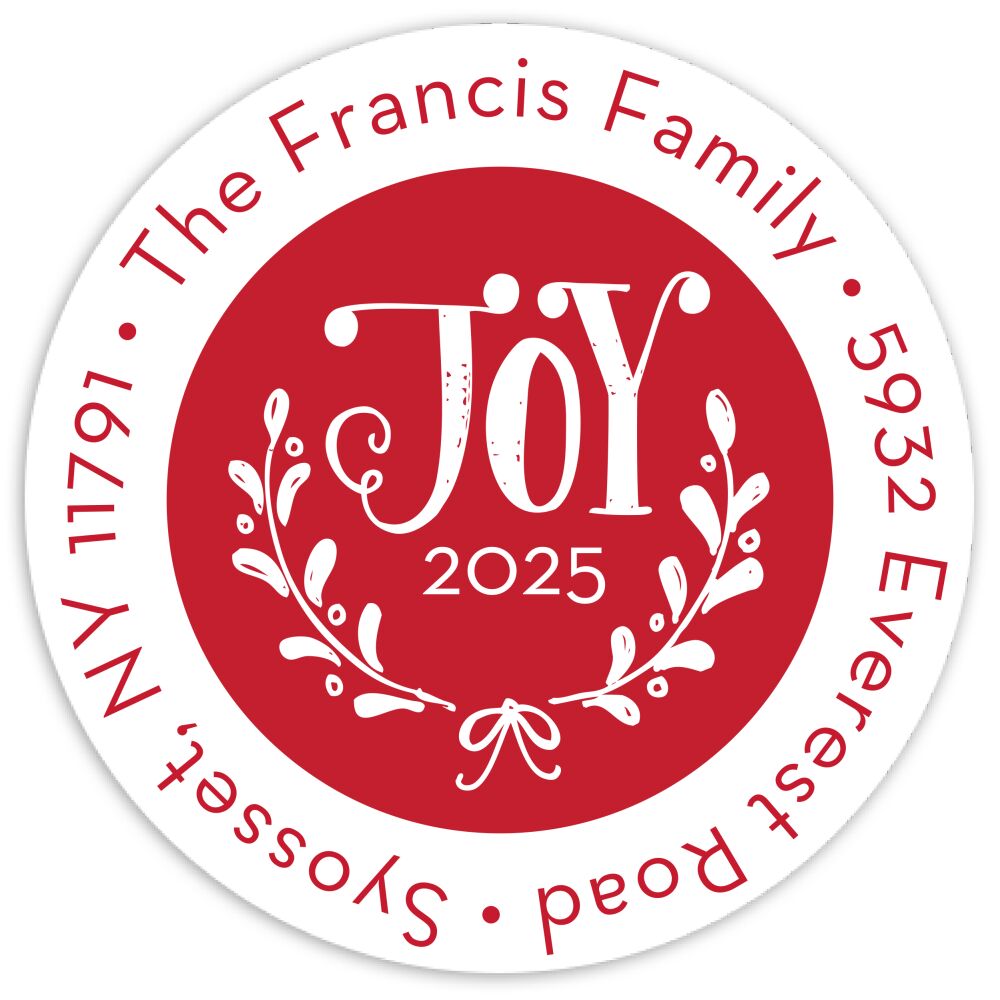 Merry Medallion Round Address Sticky
