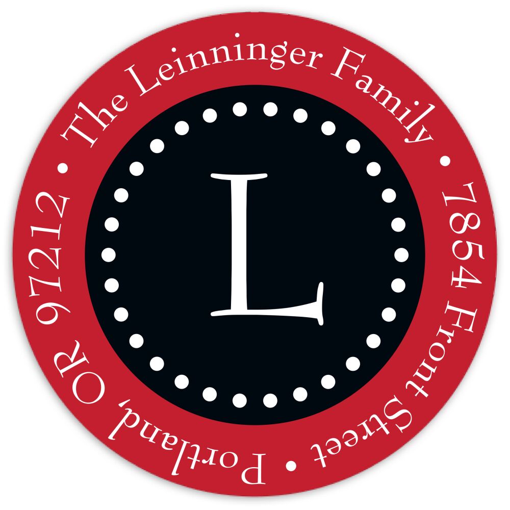 Swirls & Whirls-Red Round Address Sticky