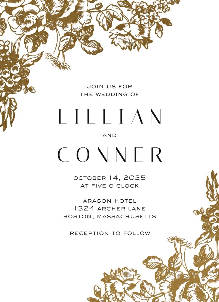 Botanical Edge Foil Pressed Invitation