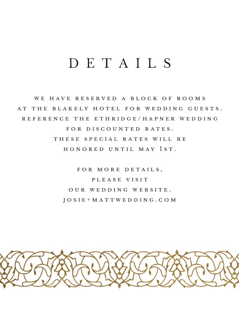 Fleur Border Foil Pressed Reception Card