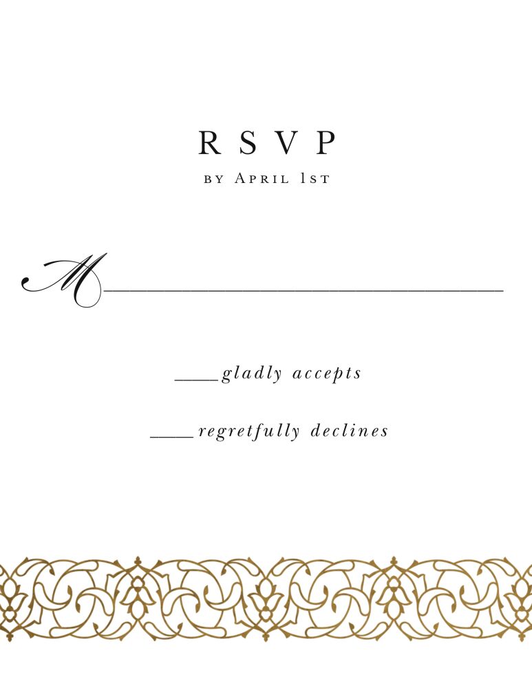 Fleur Border Foil Pressed Reply Card