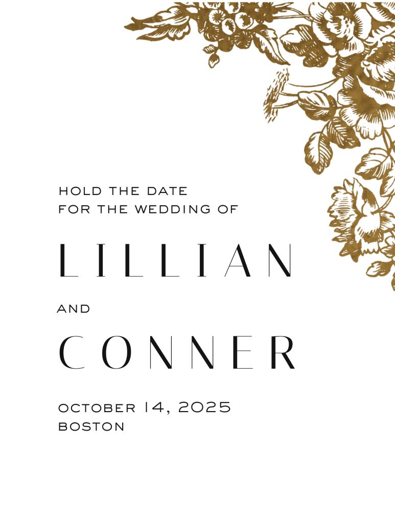 Botanical Edge Foil Pressed Save the Date