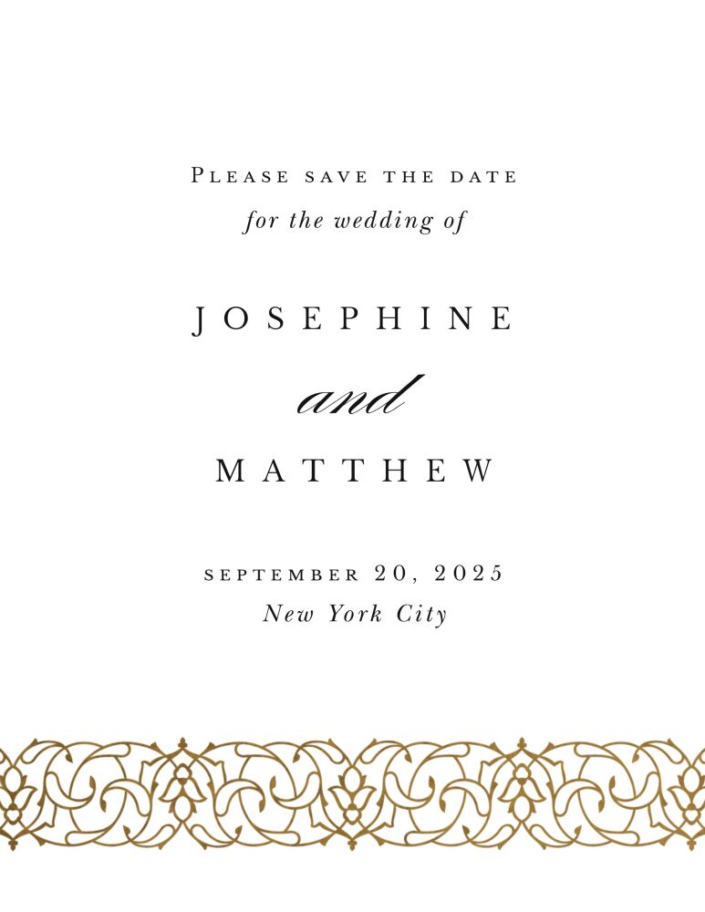 Fleur Border Foil Pressed Save the Date