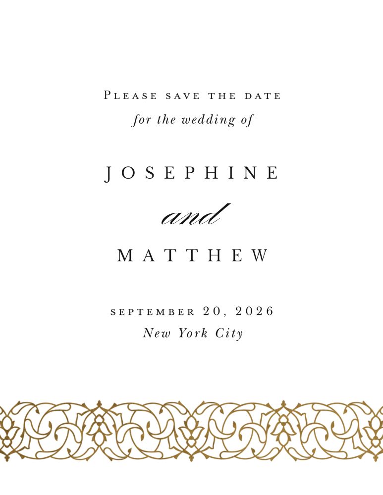 Fleur Border Foil Pressed Save the Date